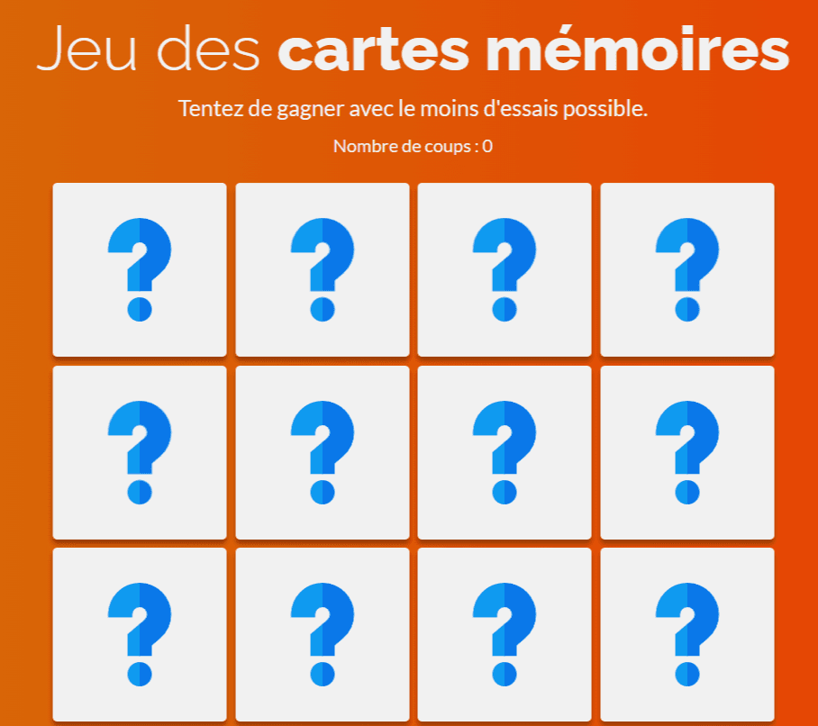 Jeu cartes-mémoires