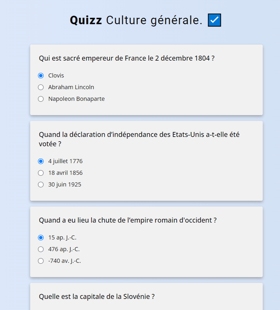 Quizz javascript vanilla